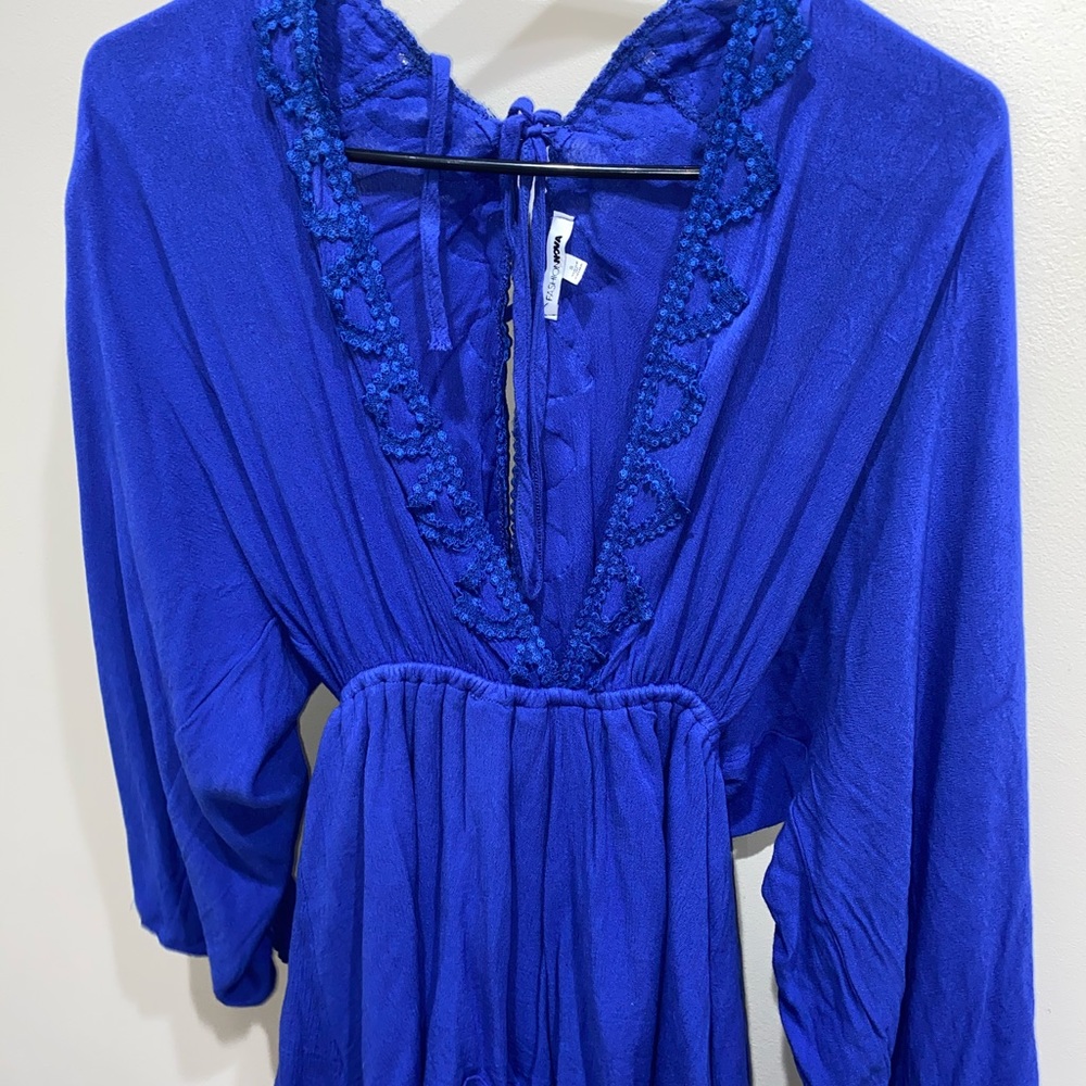 Fashion Nova Blue Lace Romper